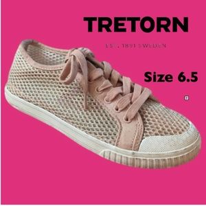 Tretorn Pink/Gold Mesh Lace Up Sneakers Size 6.5